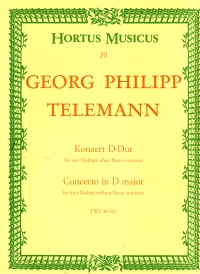 Telemann Concerto D Major 4 Violins Sheet Music Songbook