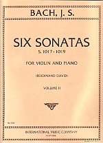 Bach Sonatas (6) Vol2 David Bwv1017-1019 Violin/pf Sheet Music Songbook