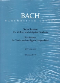 Bach Sonatas (6) Vol 2 Bwv1017-1019 Violin & Hpchd Sheet Music Songbook