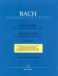 Bach Double Violin Concerto Dmin Bwv10432violins&p Sheet Music Songbook