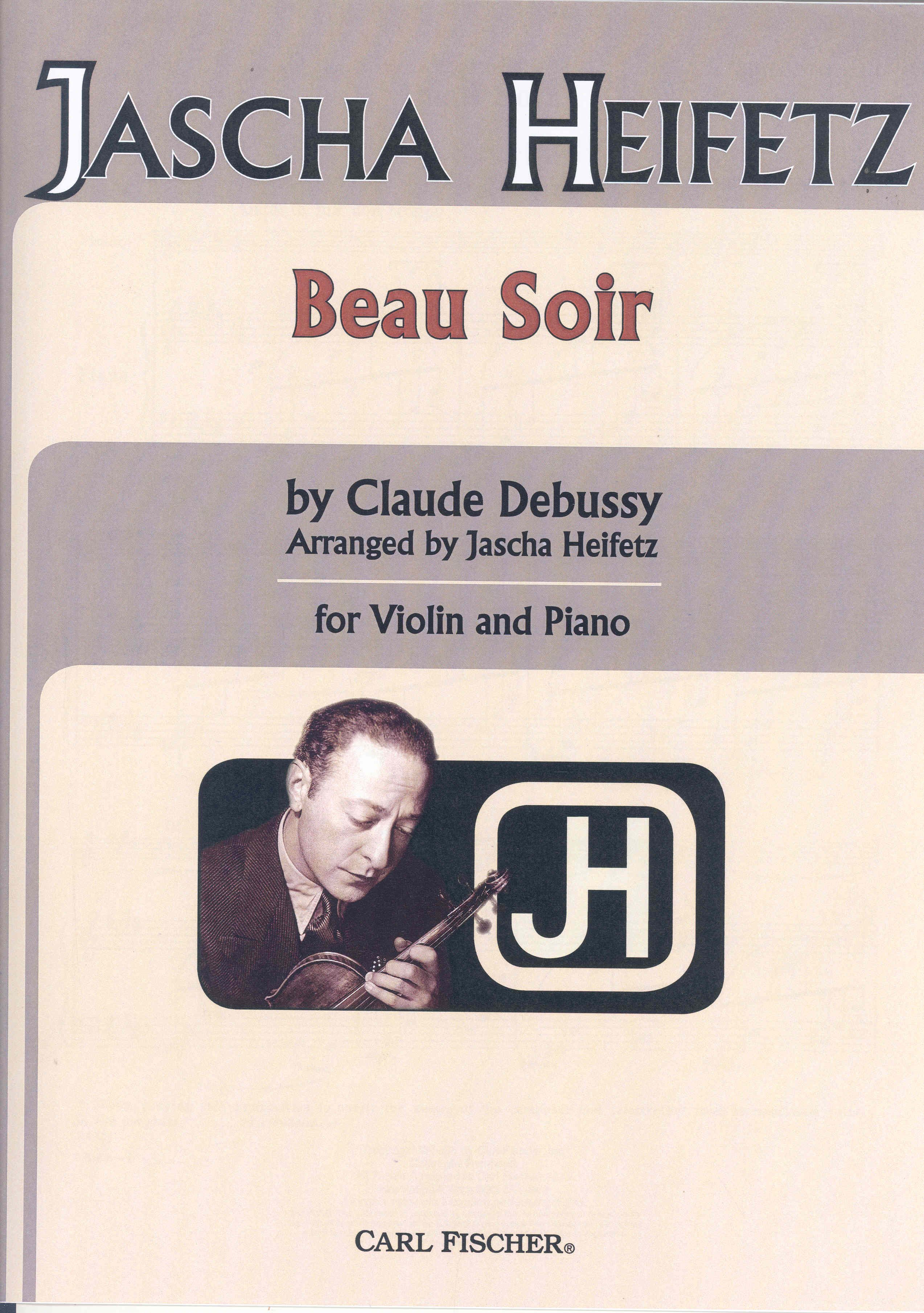 Debussy Beau Soir Heifetz Violin Sheet Music Songbook