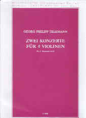 Telemann 2 Concerti For 4 Violins No 1 G Sheet Music Songbook