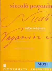 Paganini Sonatas(6) Op2 Violin/guitar Sheet Music Songbook