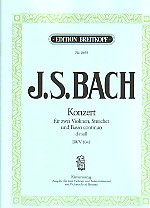 Bach Double Violin Concerto Dmin Bwv1043 Vln &pf Sheet Music Songbook