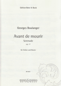 Boulanger Avant De Mourir Serenade Violin Sheet Music Songbook