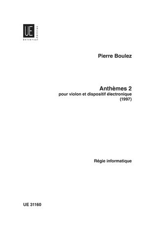 Boulez Anthemes 2 Violin & Live Electronics Sheet Music Songbook