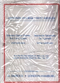Dvorak Slavonic Dance Theme No 1 Gmin Violin & Pno Sheet Music Songbook