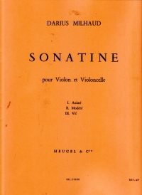 Milhaud Sonatine Op324 Violin & Cello Sheet Music Songbook