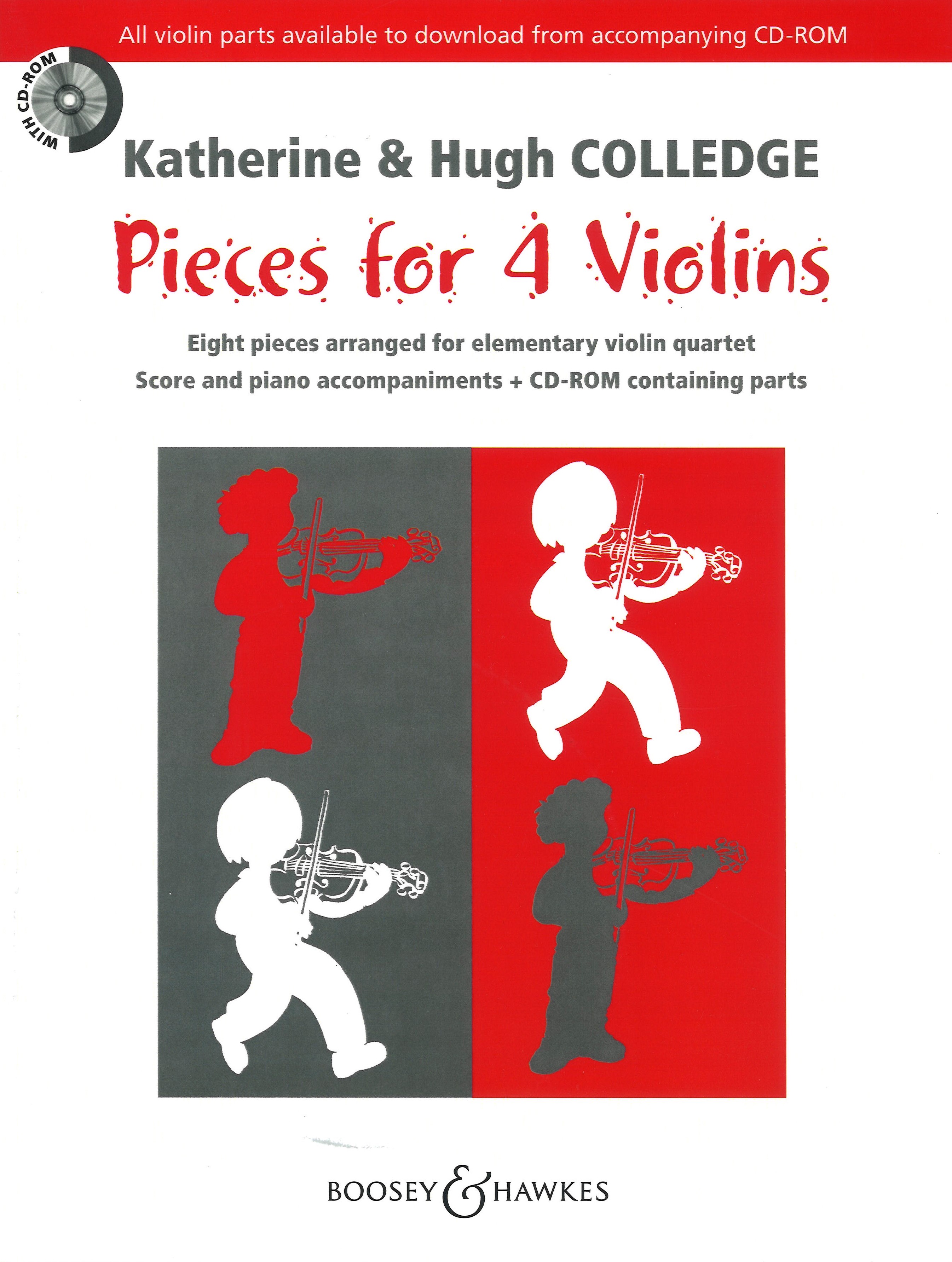 Pieces For 4 Violins Colledge Score & Parts Sheet Music Songbook