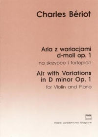 Beriot Air With Variations Dmin Op1 Violin & Piano Sheet Music Songbook