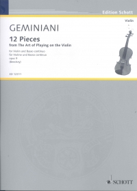 Geminiani 12 Pieces From The Art Of Playing Violin Sheet Music Songbook