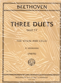 Beethoven Three Duets Woo 37 Violin & Cello Sheet Music Songbook