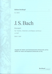 Bach Violin Concerto Amin Bwv1041 Violin & Piano Sheet Music Songbook
