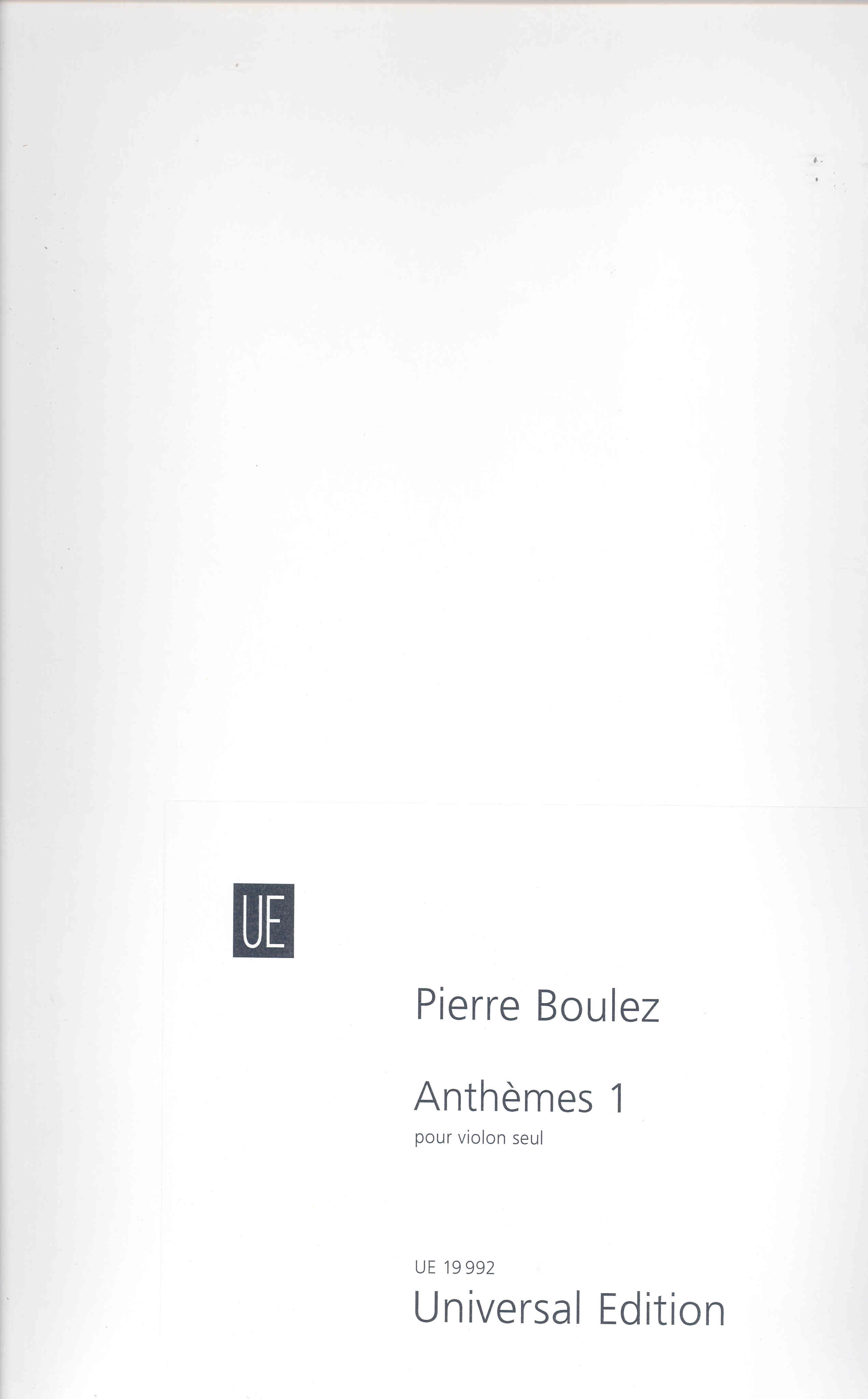 Boulez Pierre Anthemes 1 Violin Sheet Music Songbook