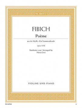 Fibich Poeme Op41 No 6 Linz Violin & Piano Sheet Music Songbook