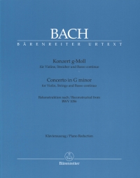 Bach Concerto Gmin Bwv1056 Violin & Piano Reductio Sheet Music Songbook