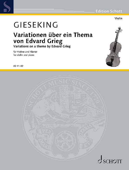 Gieseking Variations On A Theme By Grieg Violin/pf Sheet Music Songbook