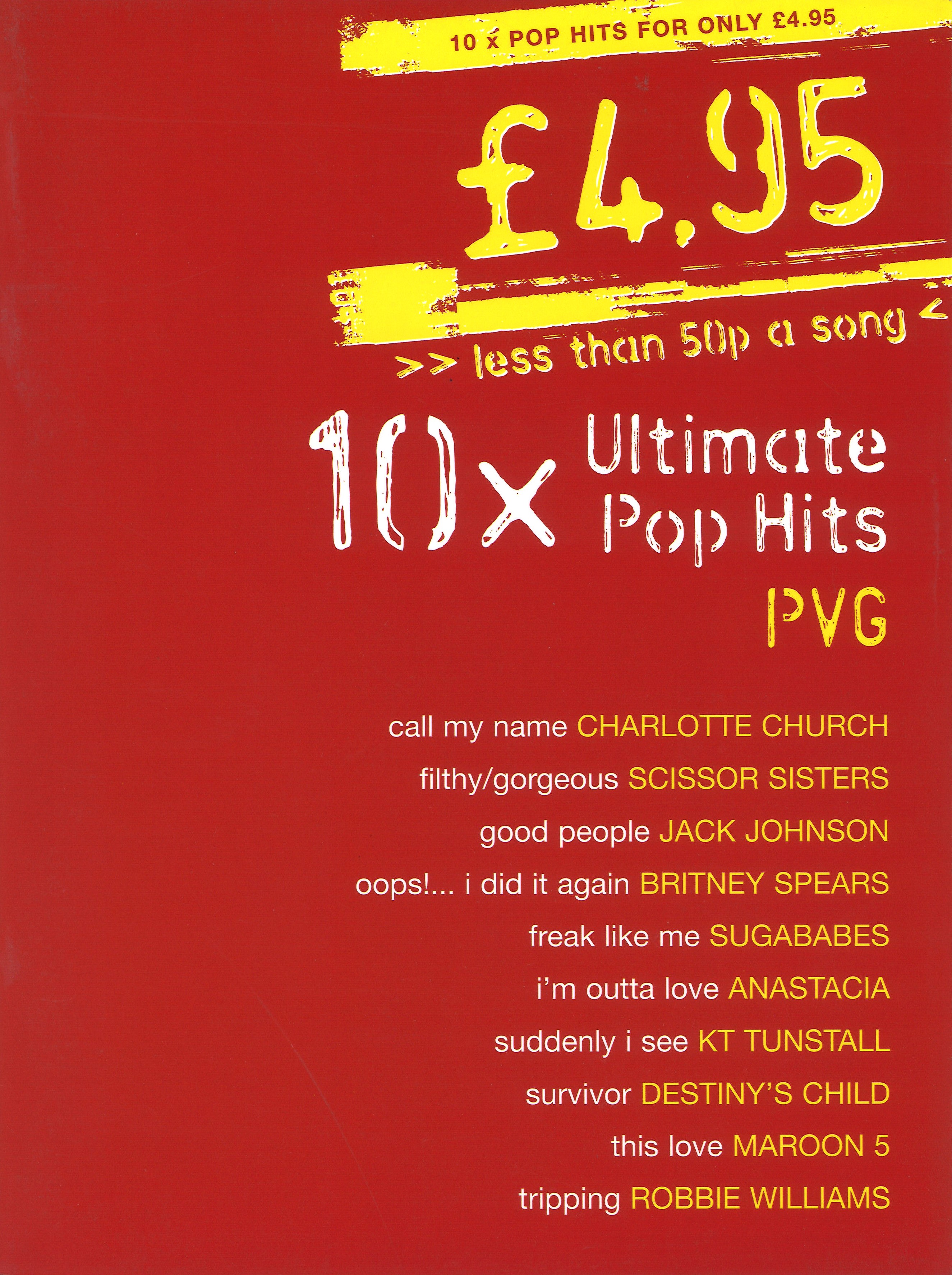 10 Ultimate Pop Hits Piano Vocal Guitar Sheet Music Songbook