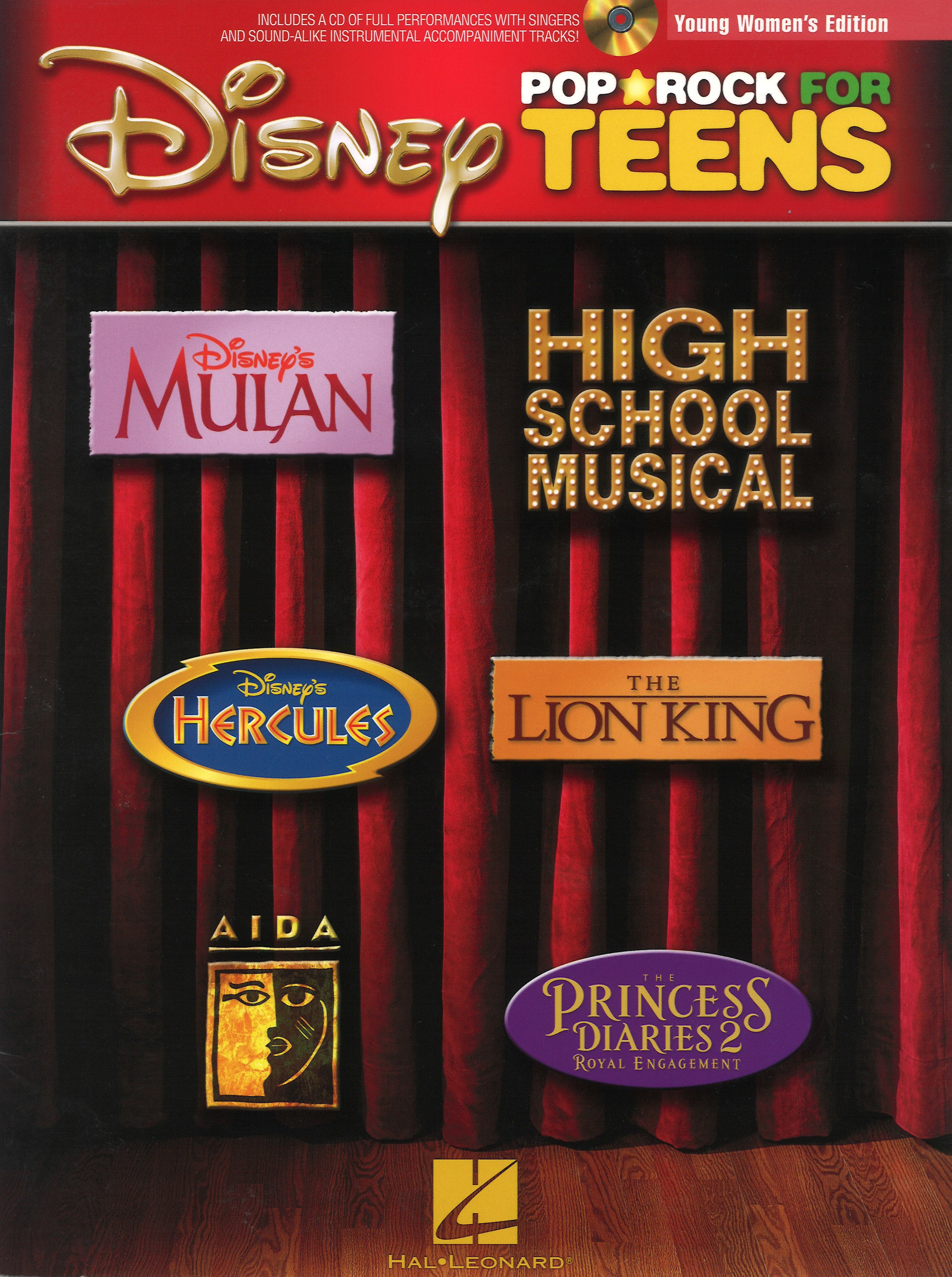 Disney Pop & Rock For Teens Young Womens Ed + Cd Sheet Music Songbook