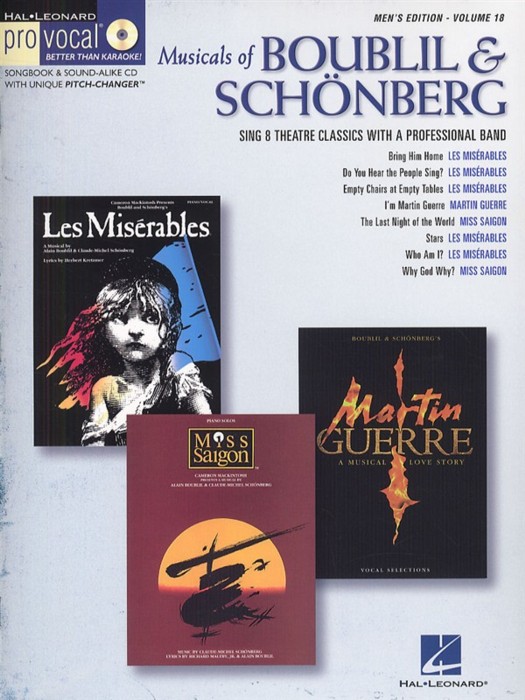 Pro Vocal 18 Musicals Of Boublil/schonberg Mens Sheet Music Songbook