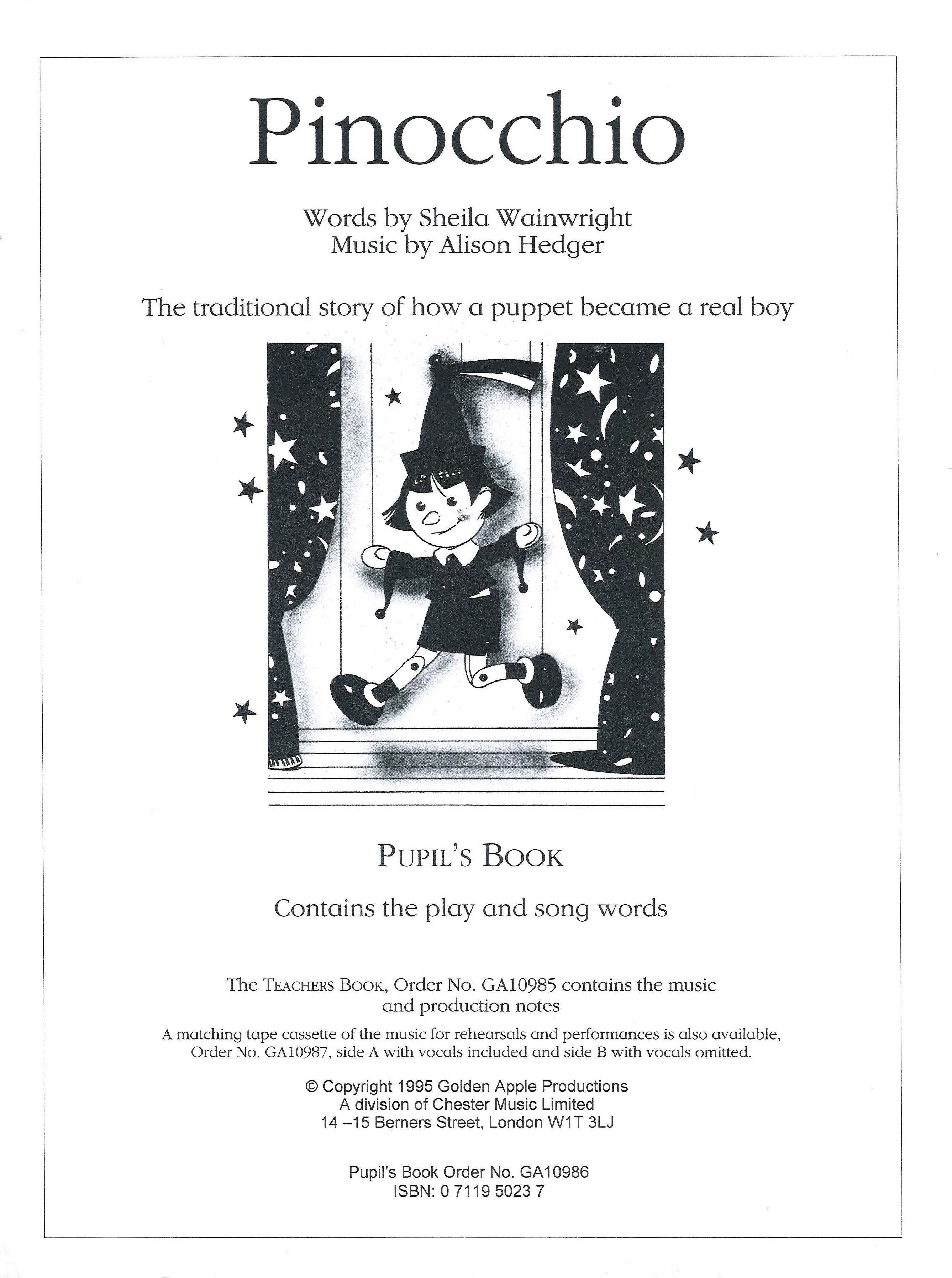 Pinocchio Pupils Book Sheet Music Songbook