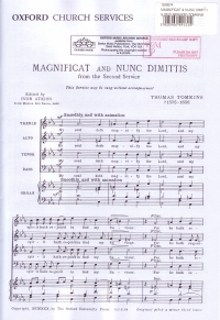 Magnificat & Nunc Dimittis (2nd Service) Tomkins Sheet Music Songbook