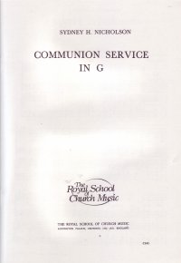 Communion In G Nicholson Sheet Music Songbook