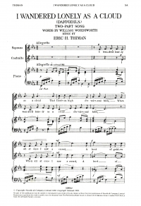 I Wandered Lonely As A Cloud Thiman Sc Sheet Music Songbook