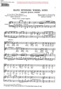 Manx Spinning Wheel Song Foster/douglas Ss Sheet Music Songbook