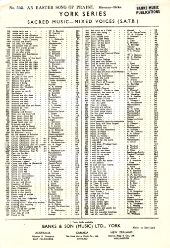 An Easter Song Of Praise Riemann/dicks Satb Sheet Music Songbook