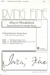 Knaves Letter (alice In Wonderland) Fine Ssa Sheet Music Songbook