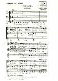 Dancing Song (tancnota) Ssa Kodaly Sheet Music Songbook