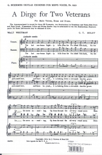 Dirge For Two Veterans 4 Part Ttbb Holst Sheet Music Songbook