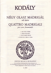 Quattro Madrigali Kodaly Upper Voices Sheet Music Songbook