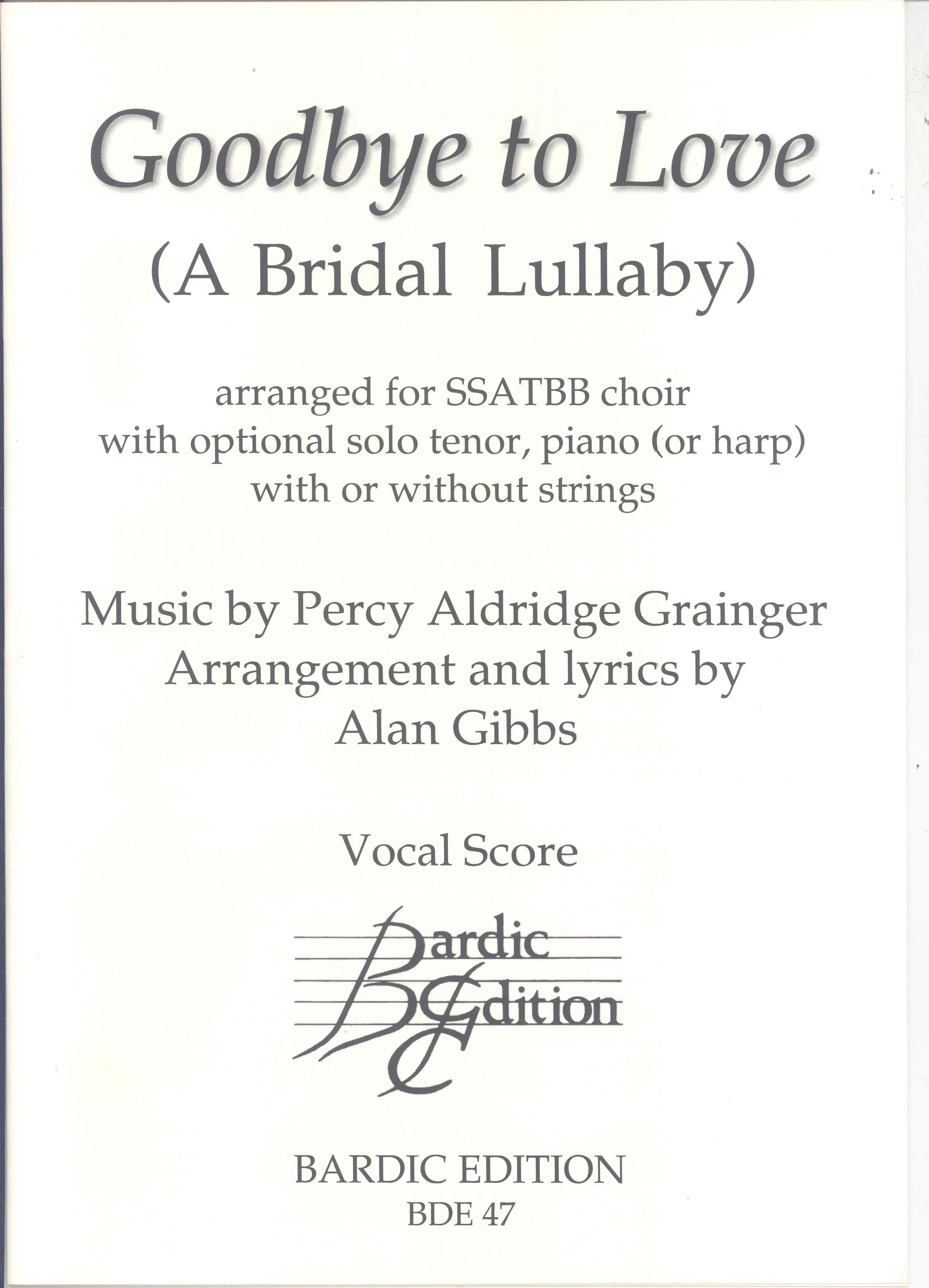 Bridal Lullaby Grainger Ssatbb Sheet Music Songbook