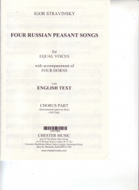 4 Russian Peasant Songs Stravinsky (1954) Unison Sheet Music Songbook