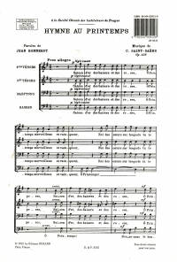 Hymne Au Printemps Op138 Saint-saens 4 Mens Voices Sheet Music Songbook