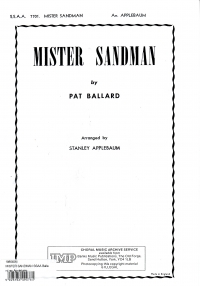 Mister Sandman Ssaa Ballard Arr Applebaim Sheet Music Songbook