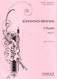 Brahms Duets (4) Op61 Macfarren Sa & Piano Sheet Music Songbook