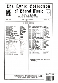 Cradle Song Mozart/diack Unison Sheet Music Songbook