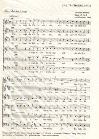 Abendstandchen Op42 No 1 Brahms Ssattb Min 20 Sheet Music Songbook