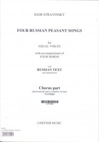 4 Russian Peasant Songs Stravinsky Ssaa Chorus Sheet Music Songbook