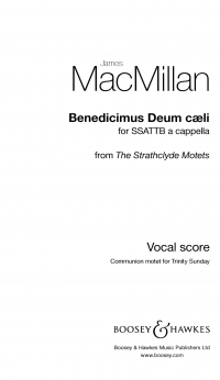 Benedicimus Deus Caeli Macmillan Ssattb Sheet Music Songbook