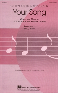 Your Song Elton John/mac Huff Ssa & Piano Sheet Music Songbook