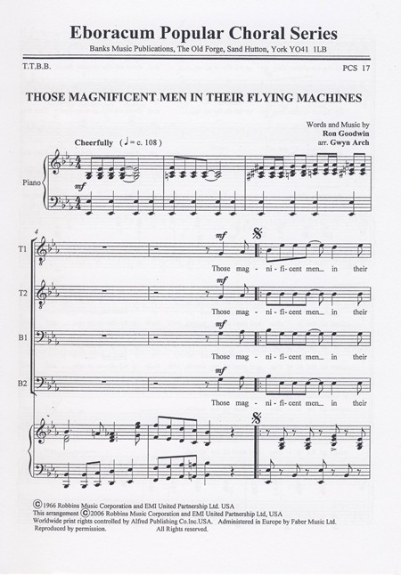 Those Magnificent Men In Their Flying Machines Ttb Sheet Music Songbook