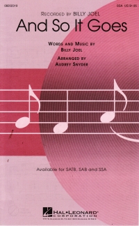 And So It Goes Billy Joel Arr Snyder Ssa Sheet Music Songbook