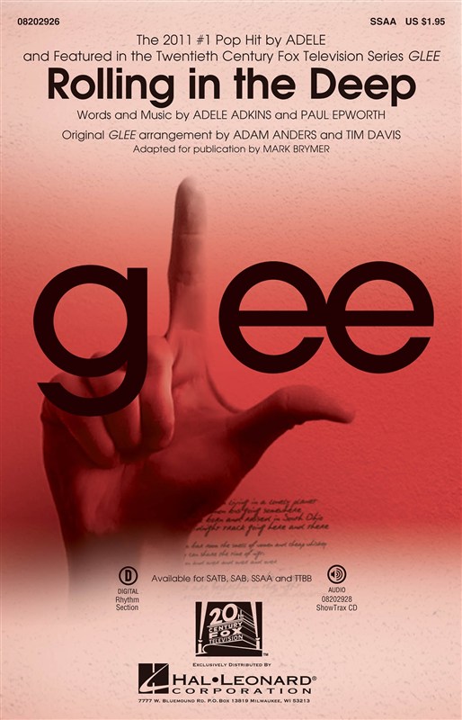 Rolling In The Deep Adele/glee  Brymer Ssaa Sheet Music Songbook