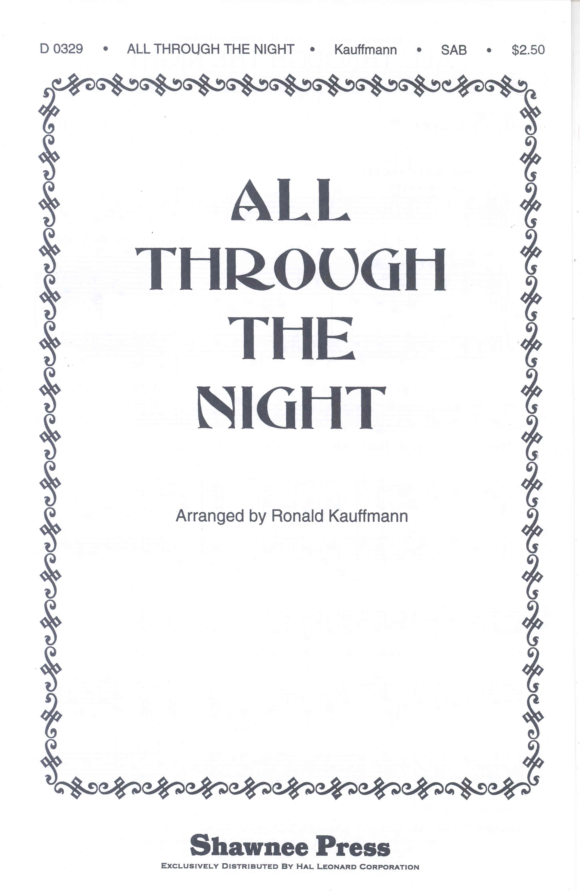 All Through The Night Arr Kauffmann Sab Sheet Music Songbook