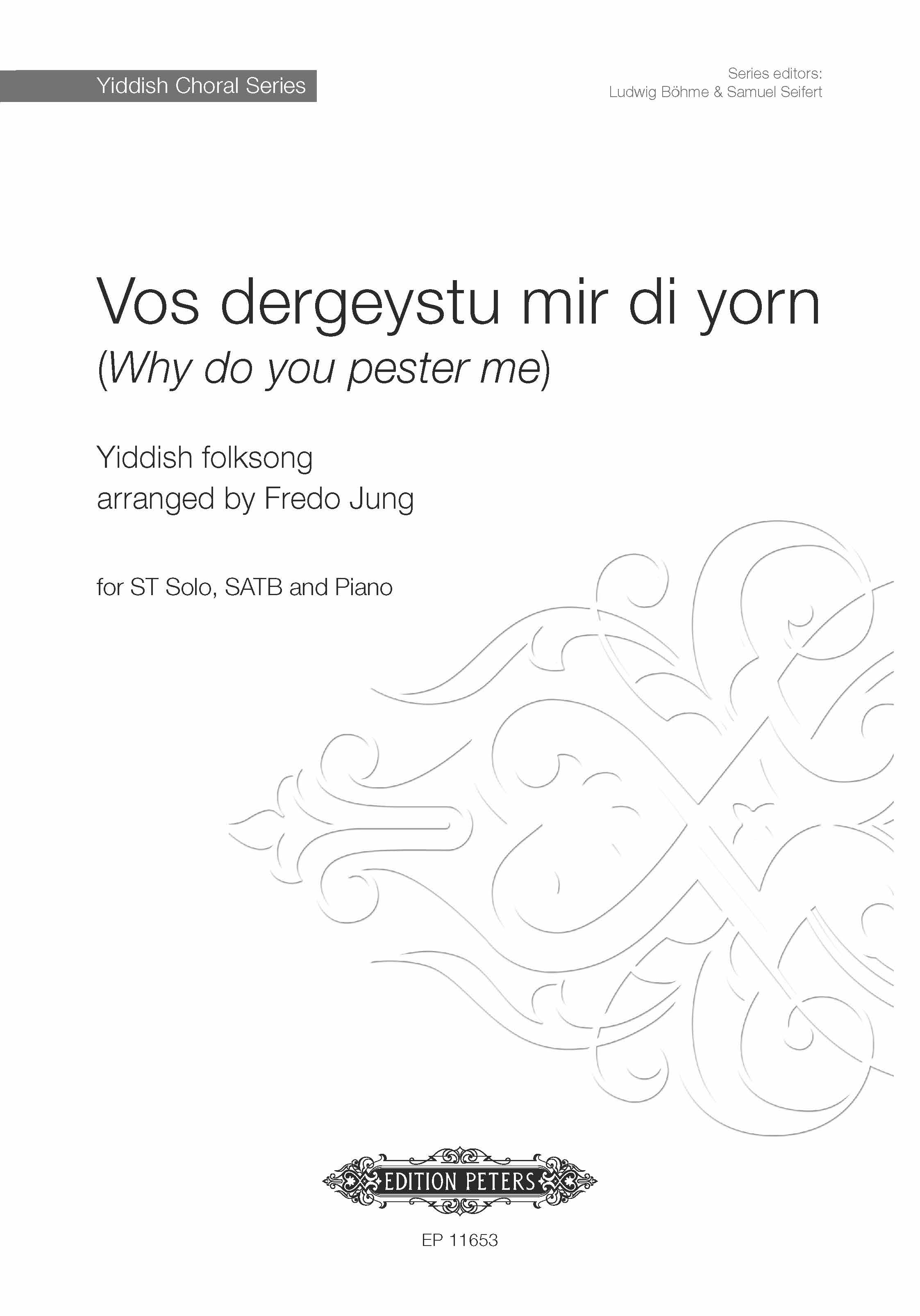 Vos Dergeystu Mir Di Yorn Trad Arr Jung Solo+satb Sheet Music Songbook