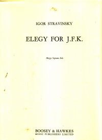 Stravinsky Elegy For J F K  Mezzo-soprano Part Sheet Music Songbook
